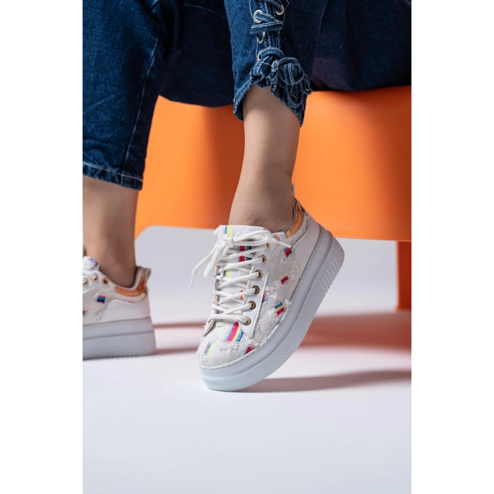 Candida Beyaz Kot Spor Ayakkabı