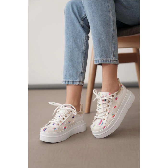 Candida Beyaz Kot Spor Ayakkabı