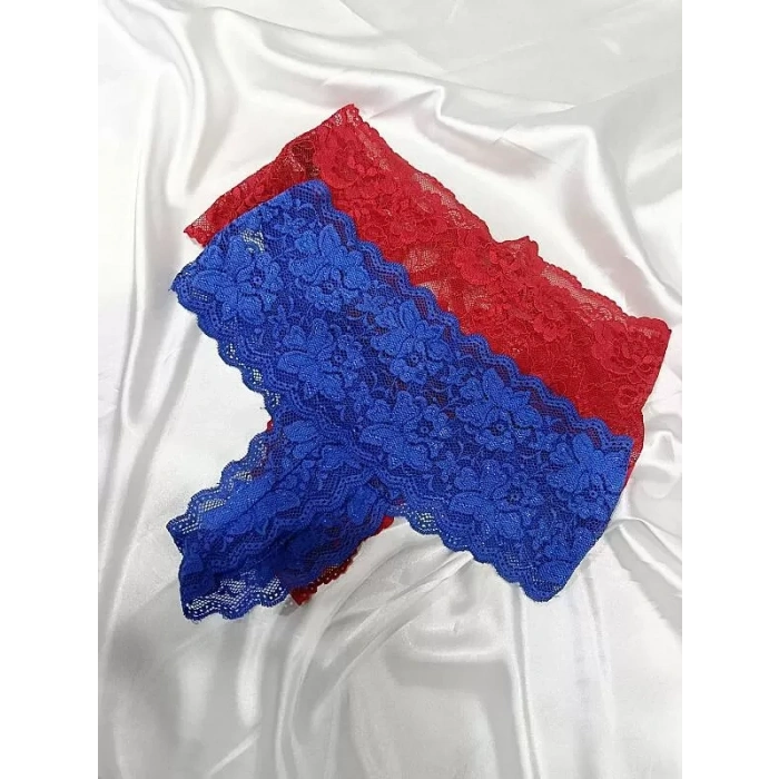 Çapraz Bantlı Dantelli Yüksek Bel Tanga