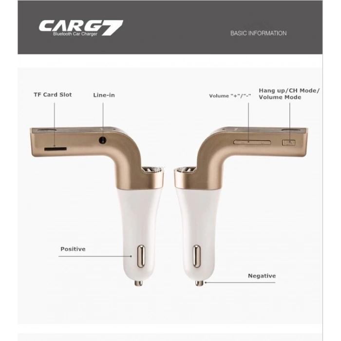 Carg7 Bluetooth Araç Fm Transmitter Usb Girişli