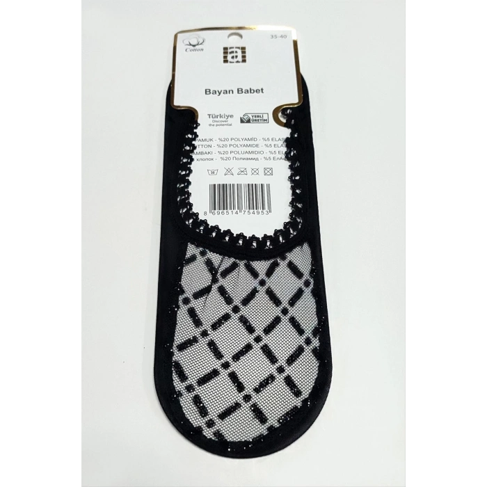 Çarpı Dantel Babet Çorap