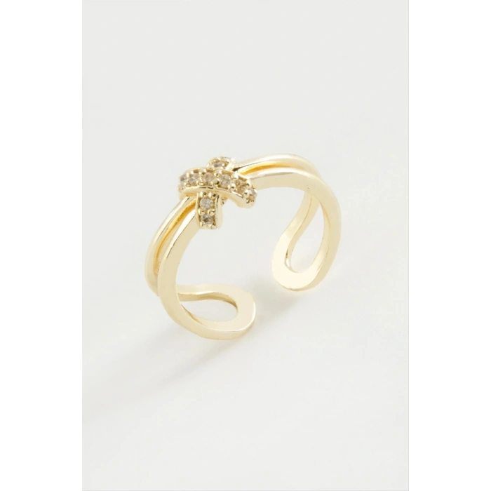 Çarpı Zirkon Taşlı Yüzük