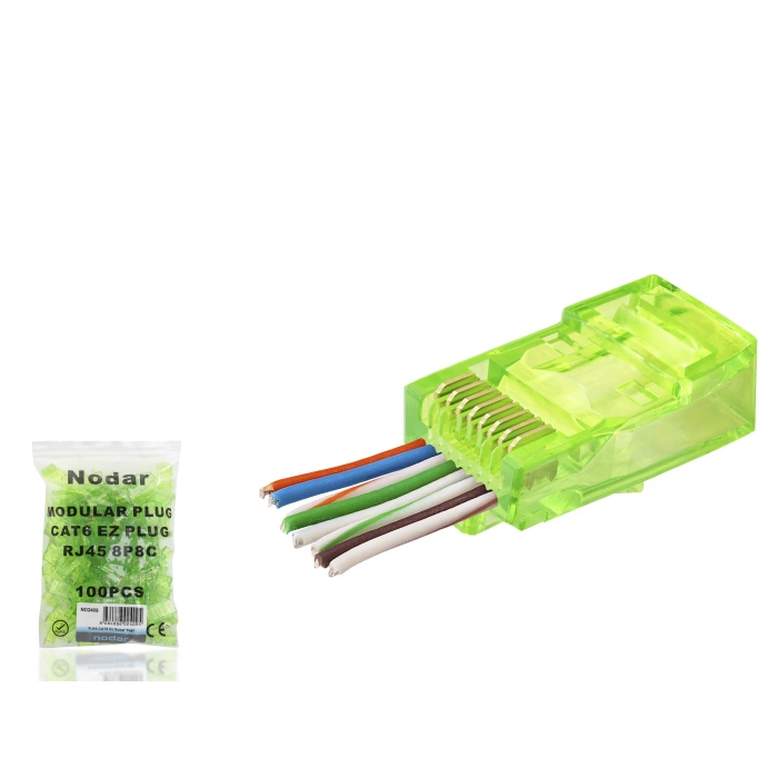 Cat6 Ez Rj45 Konnektör - 100 Adet Yeşil / Ekonomik Poşet Paket ND2409