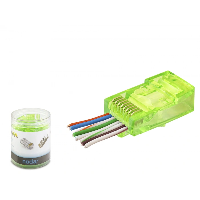 Cat6 Ez Rj45 Konnektör - 100 Adet Yeşil / Özel Plastik Kutulu ND2401