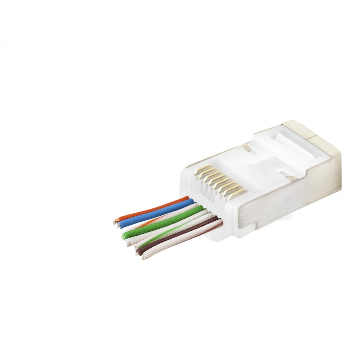Cat6E Ez Rj45 Metal Konnektör 100 Adet Plastik Kutu - Beyaz ND2422