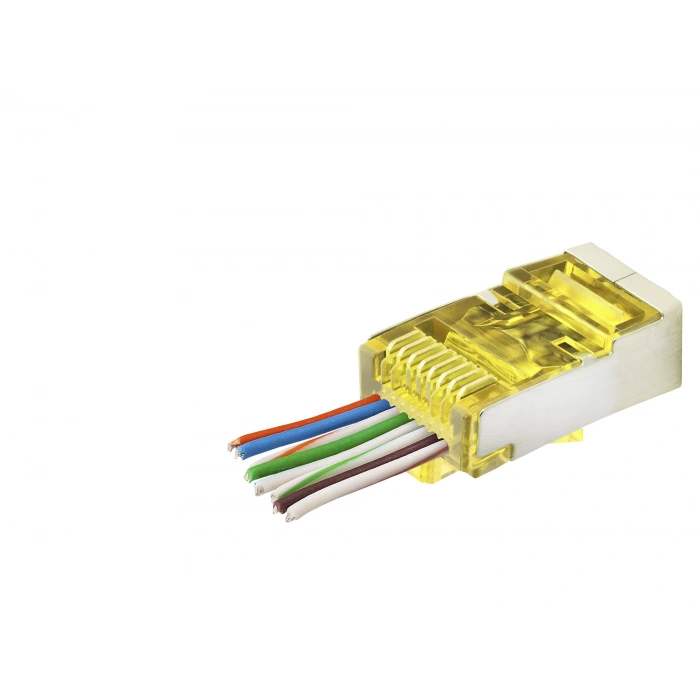 Cat6E Ez Rj45 Metal Konnektör 100 Adet Plastik Kutu - Sarı ND2416