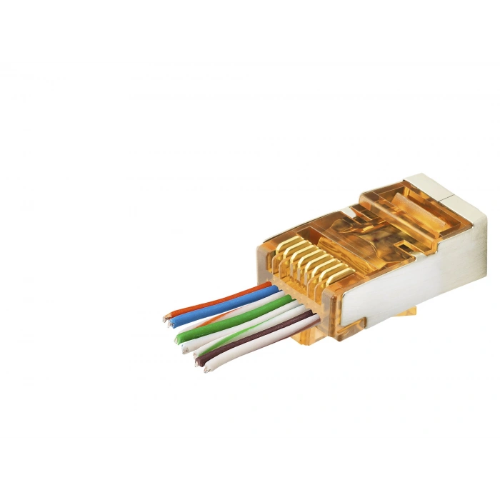 Cat6E Ez Rj45 Metal Konnektör 100 Adet Plastik Kutu - Turuncu ND2421
