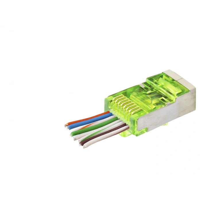 Cat6E Ez Rj45 Metal Konnektör 100 Adet Plastik Kutu - Yeşil ND2417