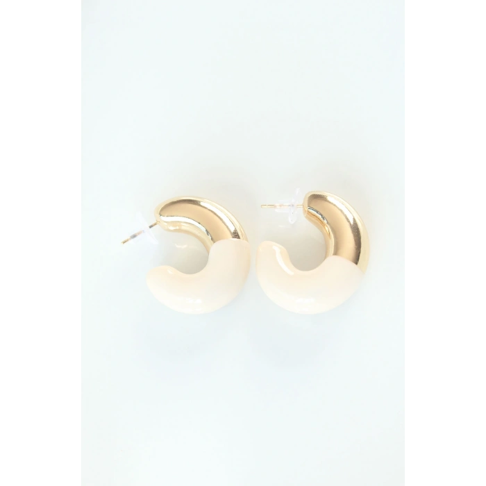 Ccb Krem Gold Çift Renk Küpe 5886