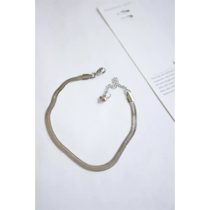 Çelik İtalyan Zincir Bileklik - Gümüş