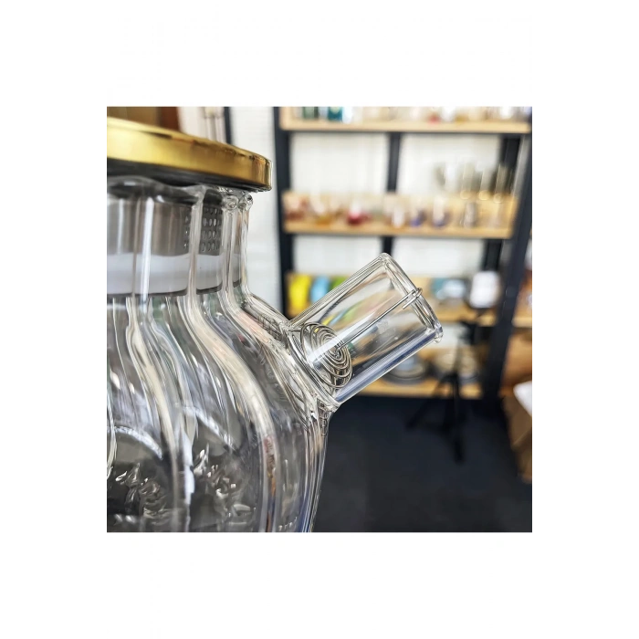 Çelik Kapaklı Borosilikat Dilimli Model Süzgeçli Cam Demlik Bitki Çayları 1000 Ml -CM-2001