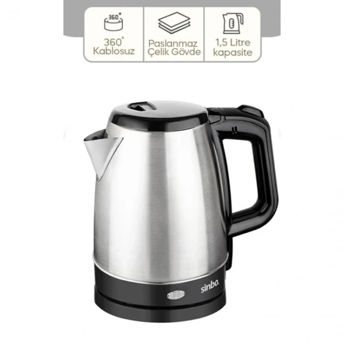 ÇELİK KETTLE 1.7LT GİZLİ REZİSTANS - KABLOSUZ SK-8015 (4887)