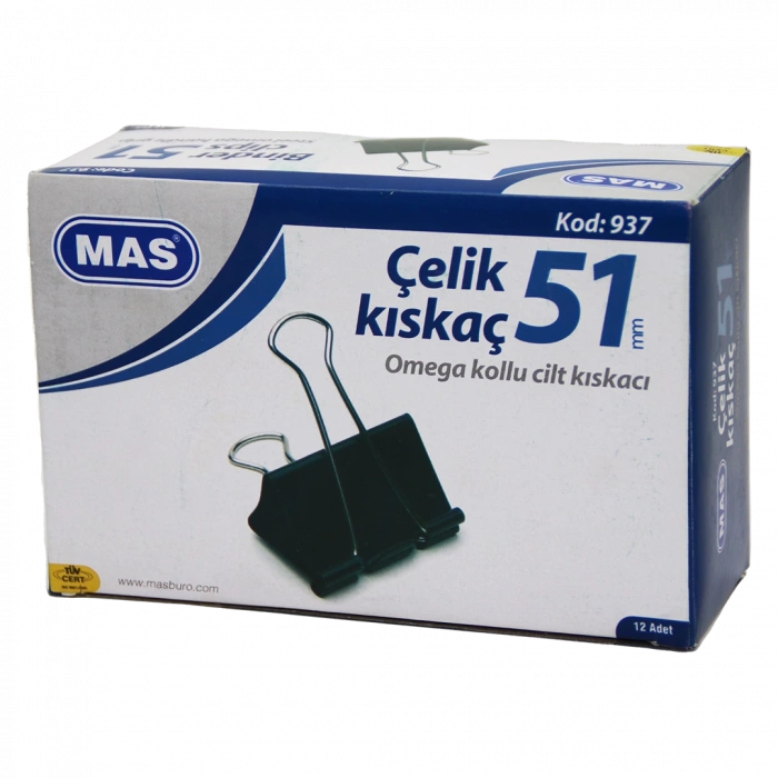 ÇELİK KISKAÇ 51MM 12 PARÇA  OMEGA KOLLU CİLT KISKAÇI (4887)