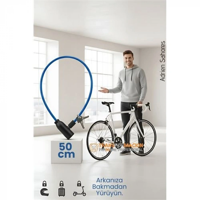 Çelik Örgü Kablo Kilit 5mm 50 cm Bisiklet Kilidi Motosiklet Kilidi Eşya Garaj Kilidi