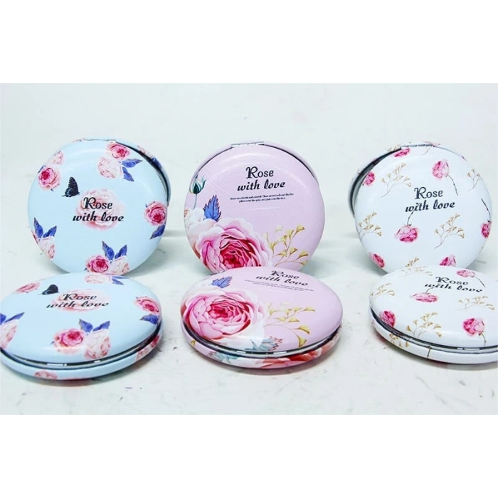 Cep Aynası Yuvarlak Tombul Flowers