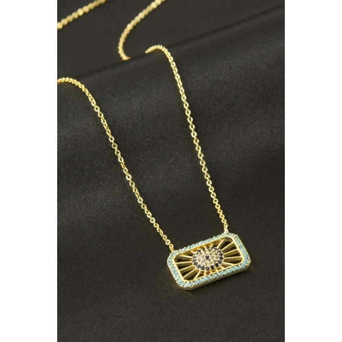 Çerçeve Nazar Zirkon Taşlı Kolye