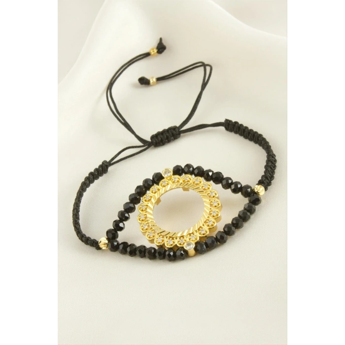 Çeyrek Altın Koyulabilir Kristal Taşlı Bileklik