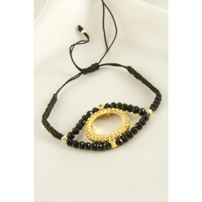 Çeyrek Altın Koyulabilir Kristal Taşlı Bileklik