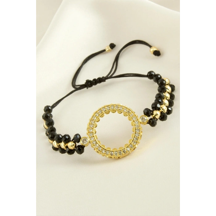 Çeyrek Altın Koyulabilir Kristal Taşlı Bileklik