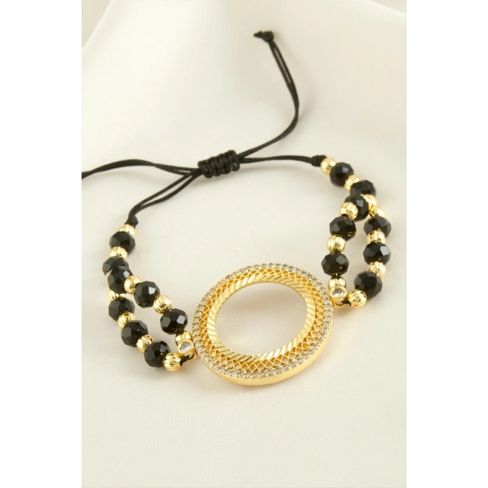 Çeyrek Altın Koyulabilir Kristal Taşlı Bileklik