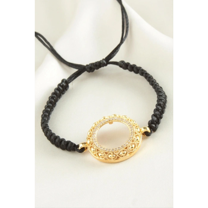 Çeyrek Altın Koyulabilir Makrome Örgülü Bileklik