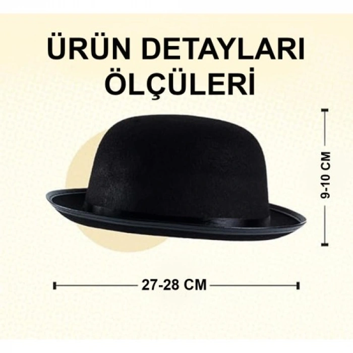 Charlie Chaplin Stil Yetişkin Şapkası – Siyah Melon Parti Şapkası