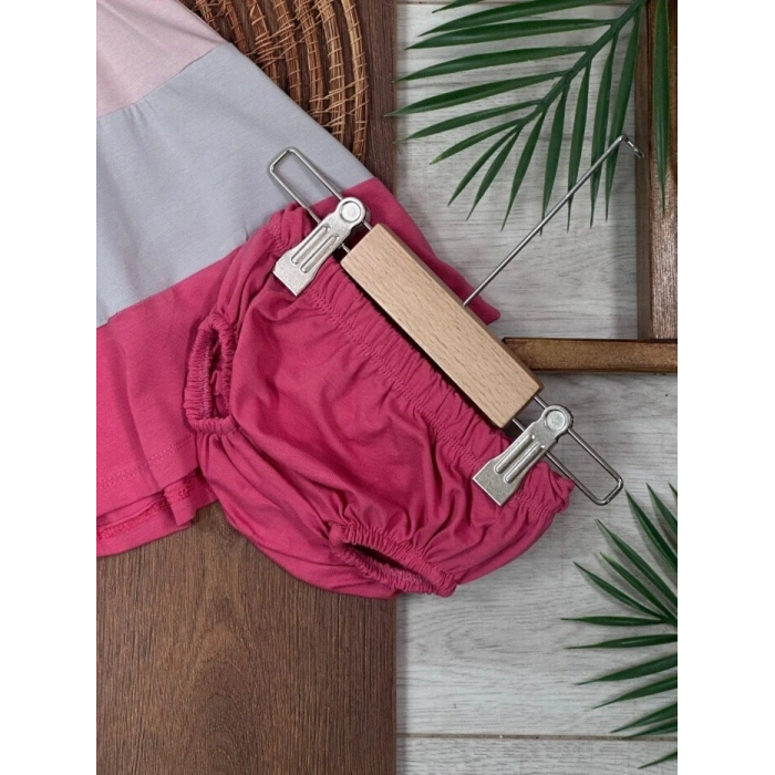 Çiçek Askılı Külotlu 2li Kız Bebek Elbise