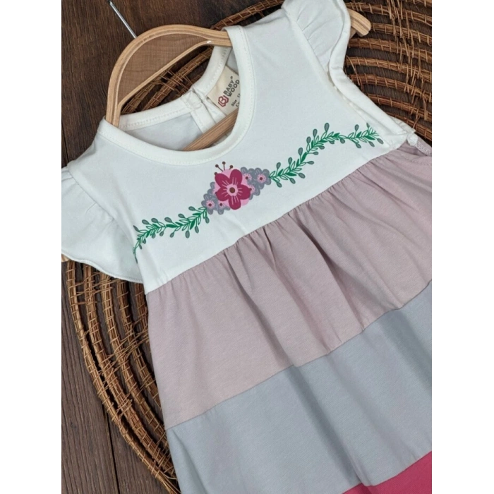 Çiçek Askılı Külotlu 2li Kız Bebek Elbise