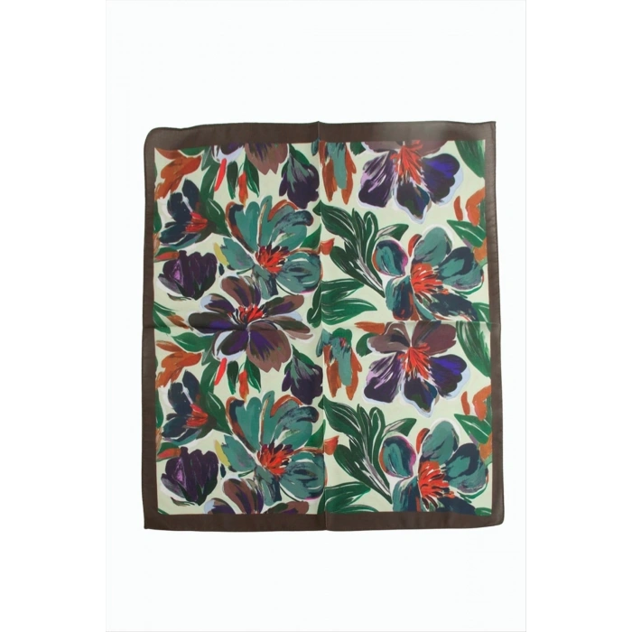Çiçek Desenli Zr Şifon Fular 50*50 cm