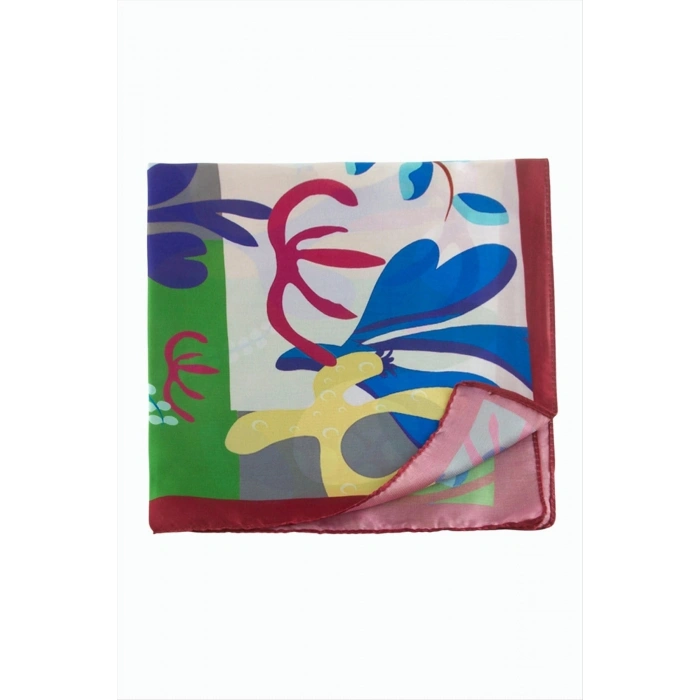 Çiçek Desenli Zr Şifon Fular 50*50 cm