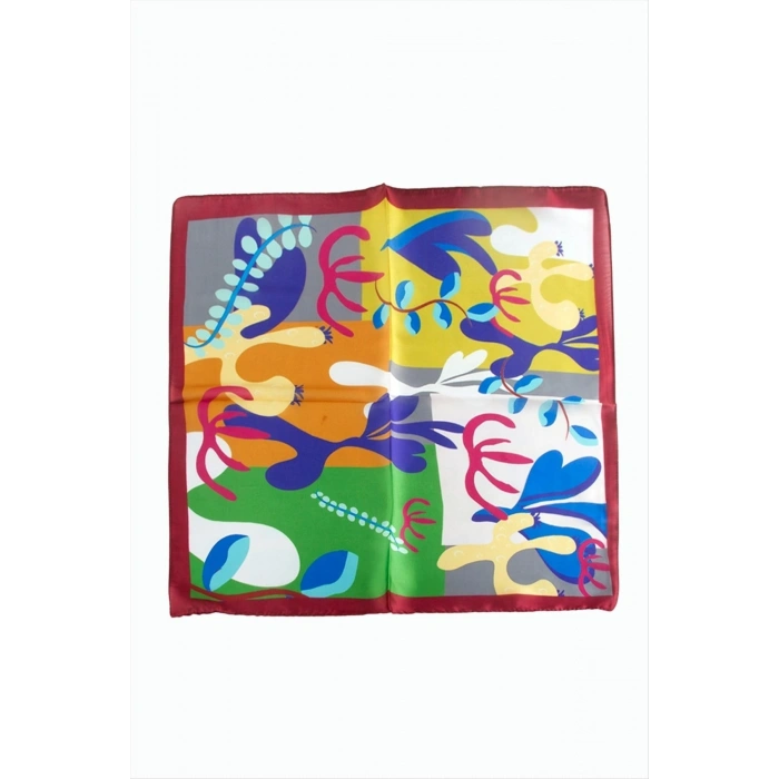 Çiçek Desenli Zr Şifon Fular 50*50 cm
