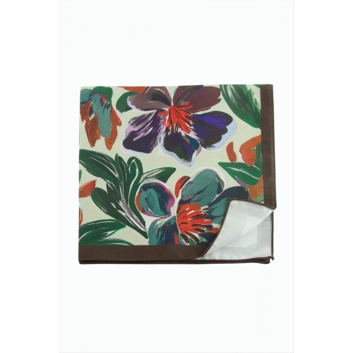Çiçek Desenli Zr Şifon Fular 50*50 cm