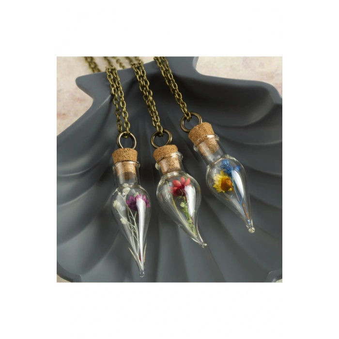 Çiçek Fanus Canlı Kolye