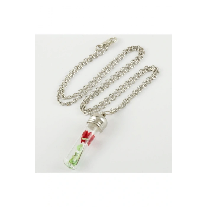 Çiçek Fanus Canlı Kolye