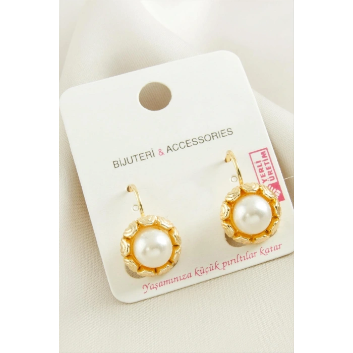 Çiçek İnci Metal Küpe