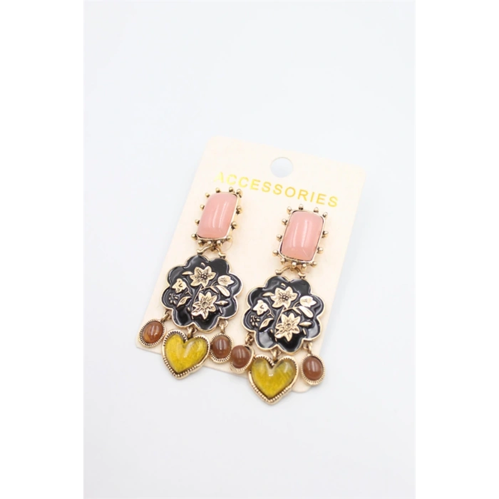 Çiçek İşlemeli Küpe - ÇOK RENKLİ