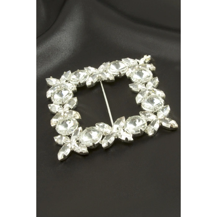 Çiçek Kare Taşlı Kemer Tokası