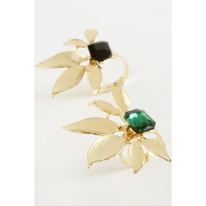 Çiçek Metal Taşlı Yüzük 1 Adet