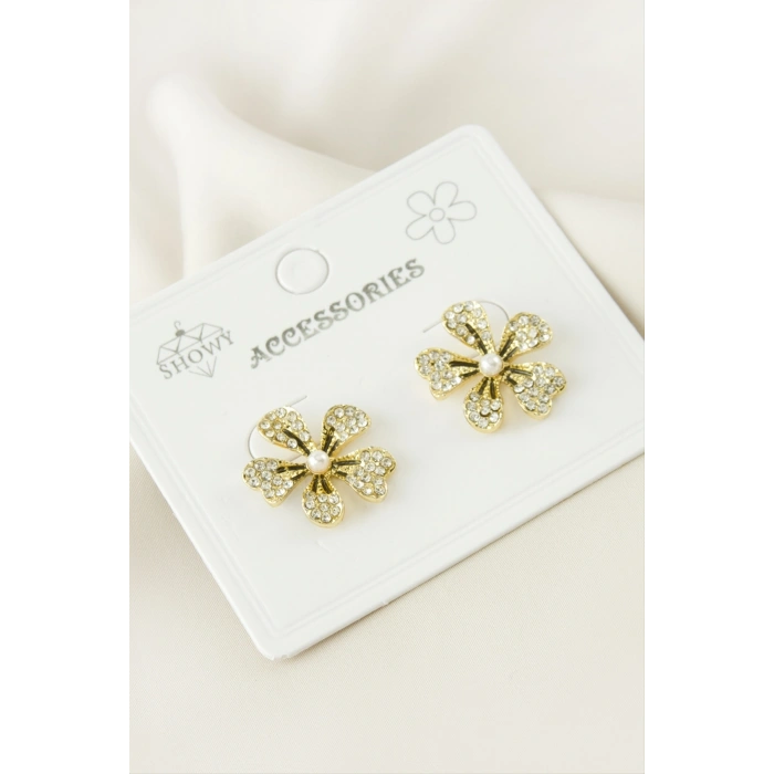 Çiçek Taşlı Küpe