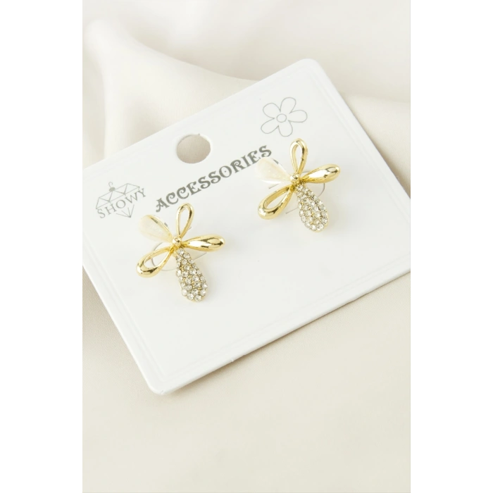 Çiçek Taşlı Küpe