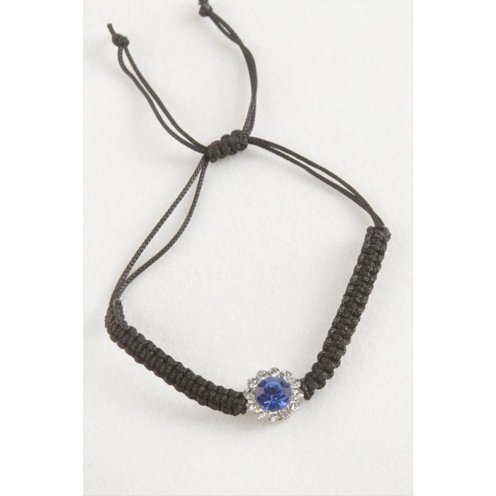 Çiçek Taşlı Makrome Örgülü Bileklik