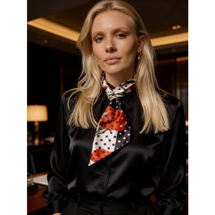 Çiçek ve Puantiye Desenli Kadın Fular,Ceket,Elbise ve Gömlek Kombinleri İçin,Hediye Olarak İdeal