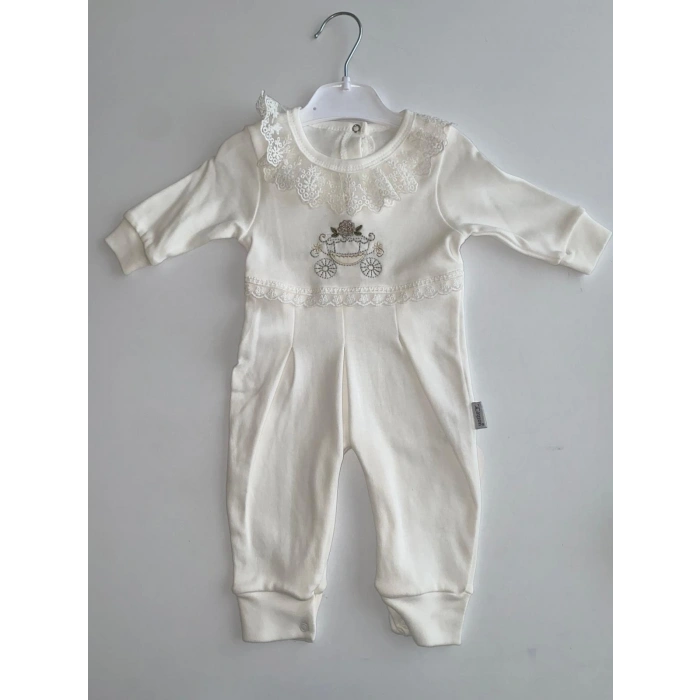 Çiçekli Araba Nakışlı Dantelli Tulum