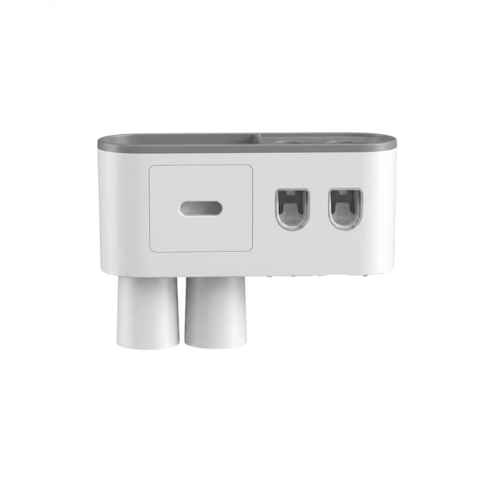 Çift Dispenserli Diş Macunu Sıkacağı 6 Fırçalık Bardaklı Banyo Organizer