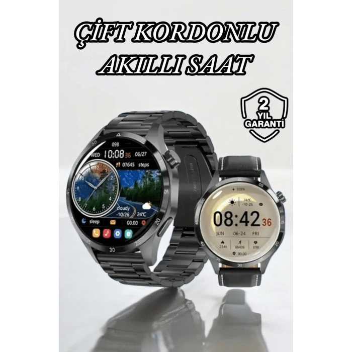 Çift Kordonlu Yüksek Çözünürlüklü Akıllı Saat Uyku İzleyici & Spor Modları