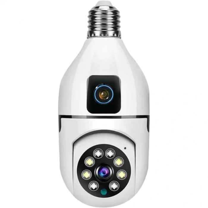 Çift Lensli Duy Girişli Kablosuz Ampul Kamera