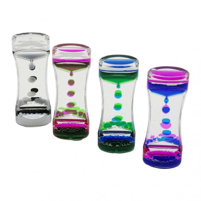 ÇİFT RENK SU ÇİFT KATLI DAR ŞİŞE MODEL  SULU KUM SAATİ MİKA AKRİLİK PLASTİK 13.7 X 5.2 X 3.3CM (4887)