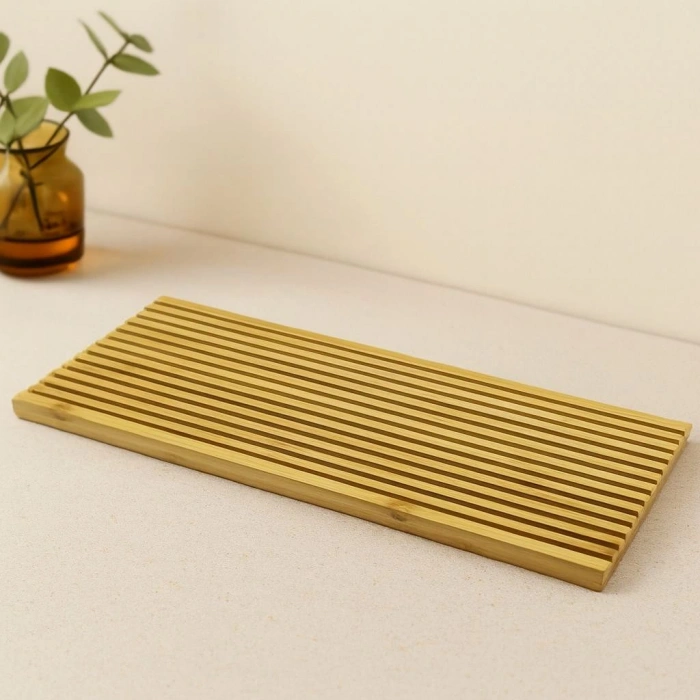 Çift Taraflı Ahşap Bambu Sunum Tepsisi 17x39 cm