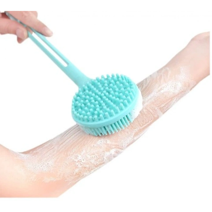 Çift Taraflı Silikon Uzun Saplı  Banyo Fırçası CM-331 (4887)