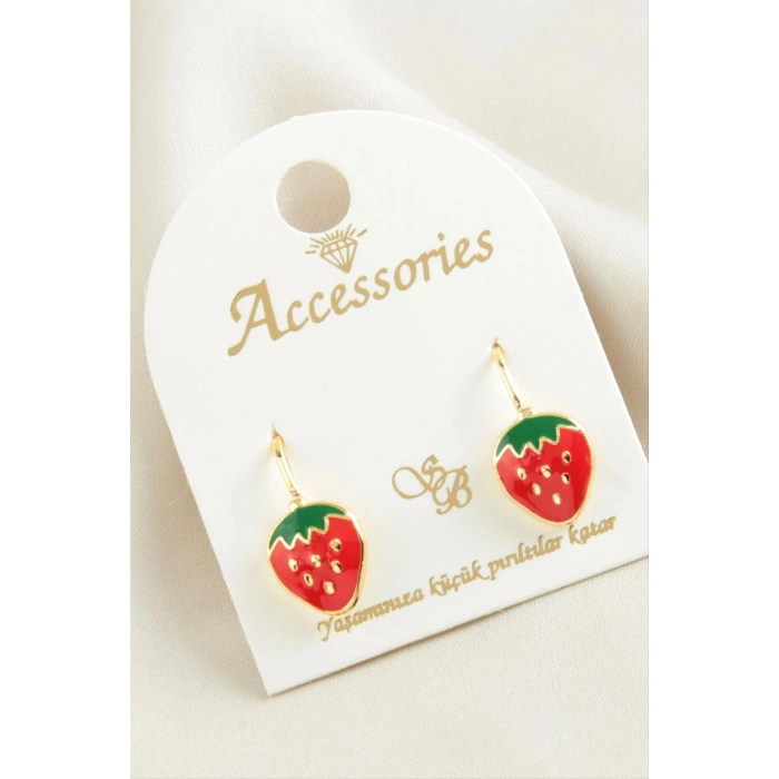 Çilek Mineli Klipsi Küpe